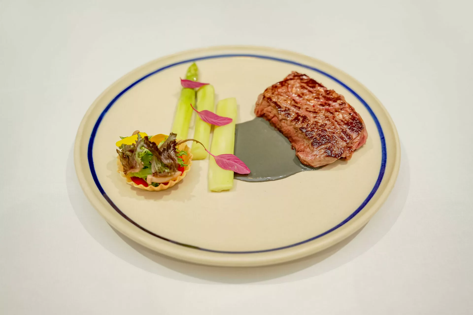 Ribeye Steak with Black Garlic Sauce and Sweet & Sour Mushrooms